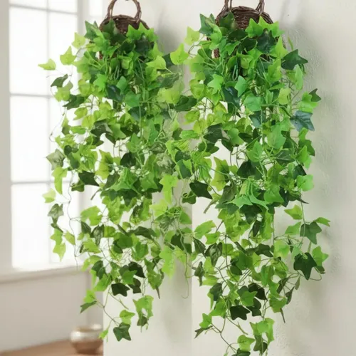 Kit 2 Pendentes de Planta Artificial Folhagem de Hera Realista