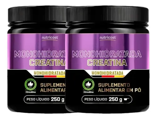 2 Potes 250g Creatina Monohidratada - Melhor Que Growth Rx Sem Sabor