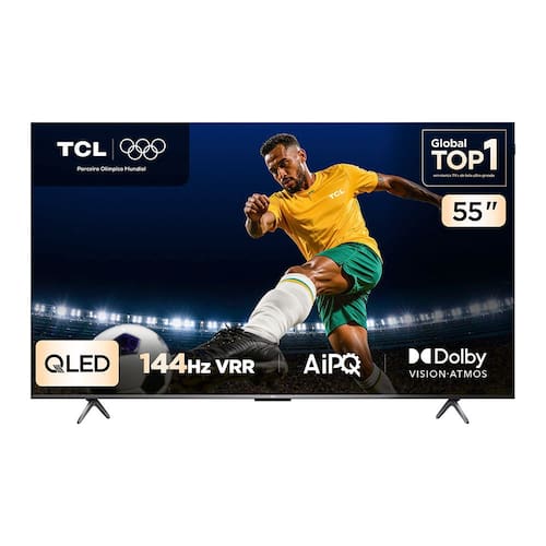 Smart TV TCL 55" QLED 4K P8K Google TV 144Hz HDR10+ Dolby Vision/Atmos