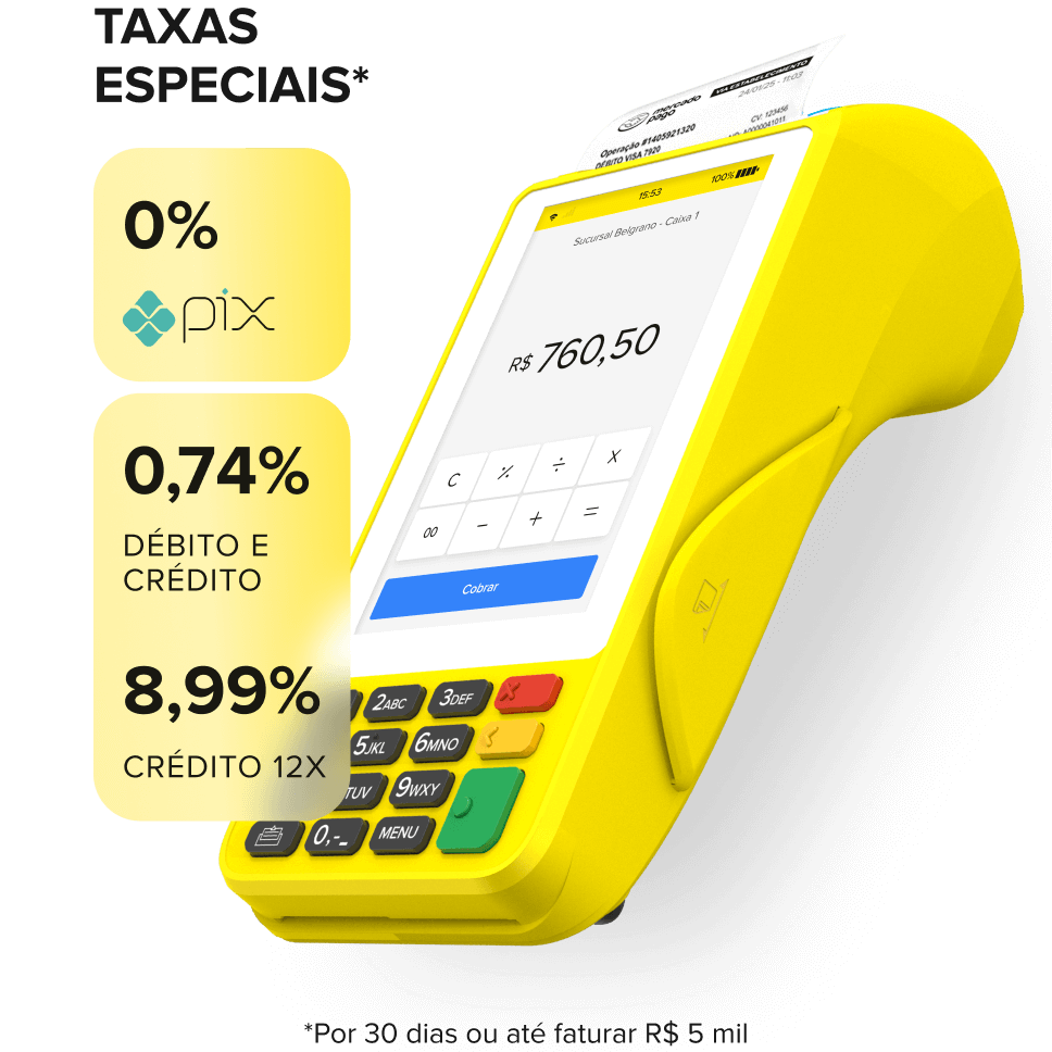 Maquininha de Cartão Mercado Pago Point Pro 3 4G Wifi NFC