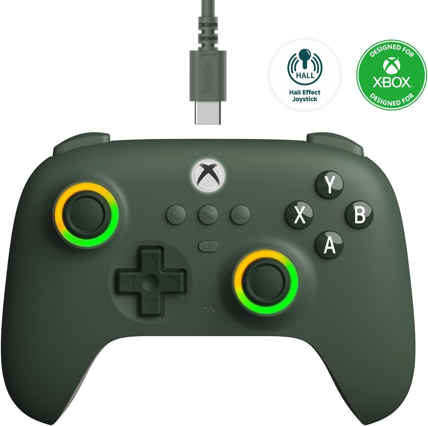 8BitDo Ultimate C Wired para Xbox: Joystick Hall Effect e Iluminação RGB