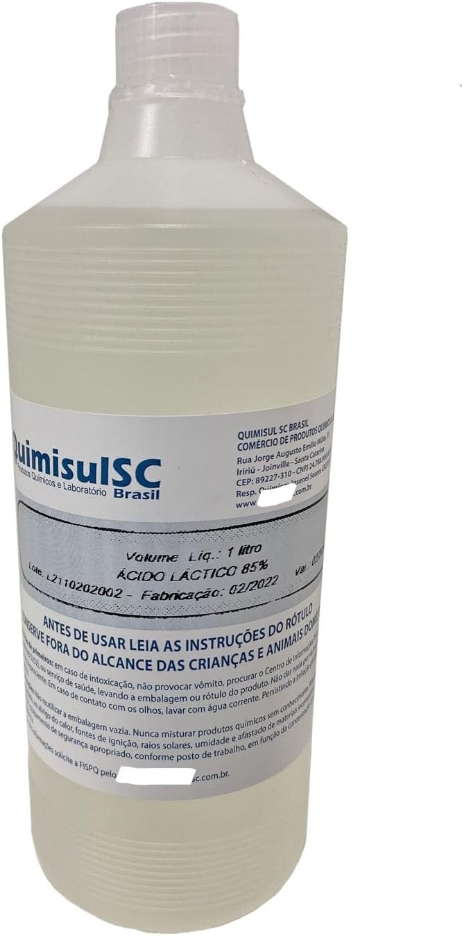 Ácido Láctico 85% 1 Litro Quimisul: Versatilidade para Alimentos e Bebidas