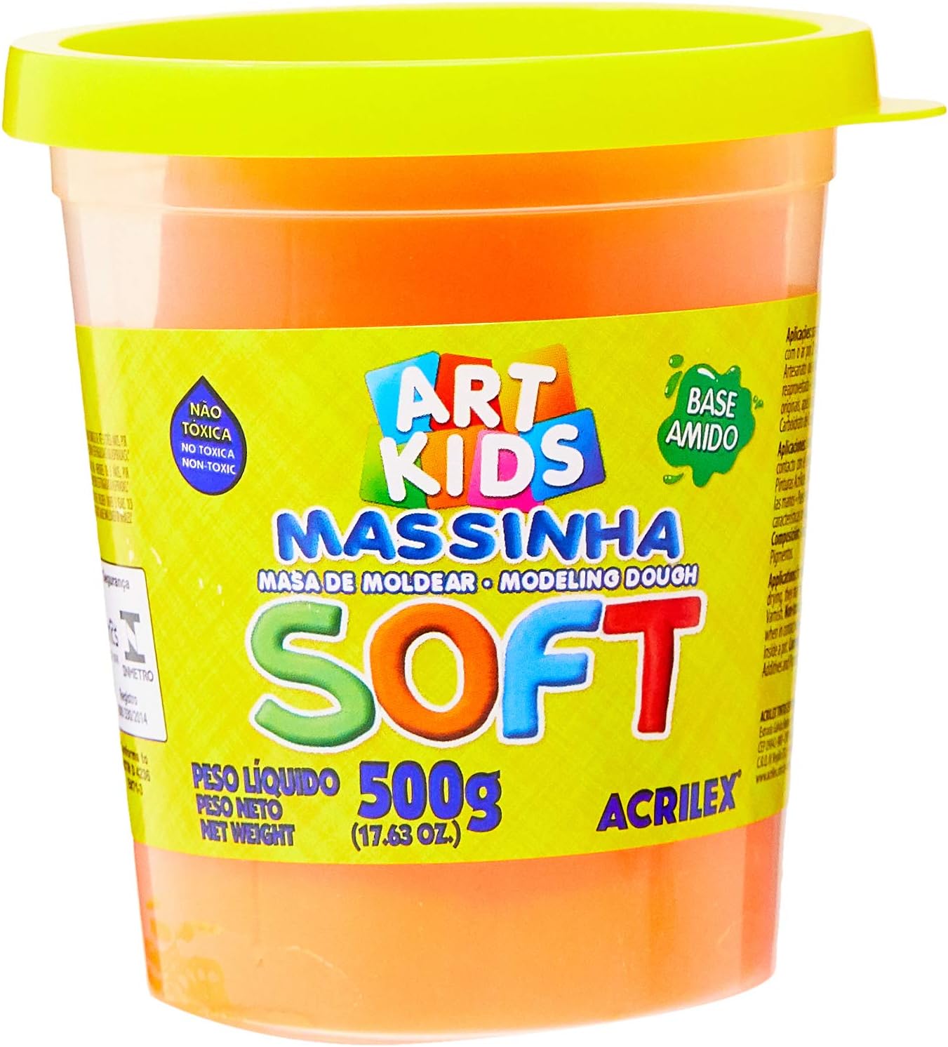 Acrilex Soft Laranja: Massa de Modelar 500g para Criatividade