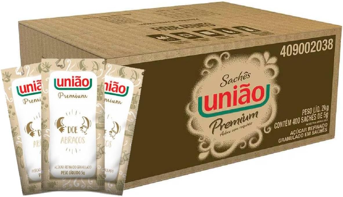 Açúcar Sachê União Refinado 5g - Kit com 400 Unidades