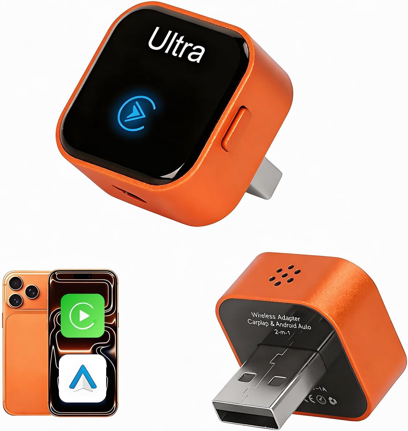 Adaptador Automotivo 2 em 1 CarPlay Sem Fio: Mini USB Dongle