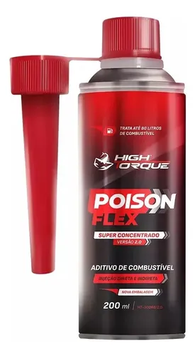 Aditivo de Combustível Poison High Torque Flex Frasco de aditivo para combustível Poison High Torque Flex de 200ml para motores a gasolina e etanol