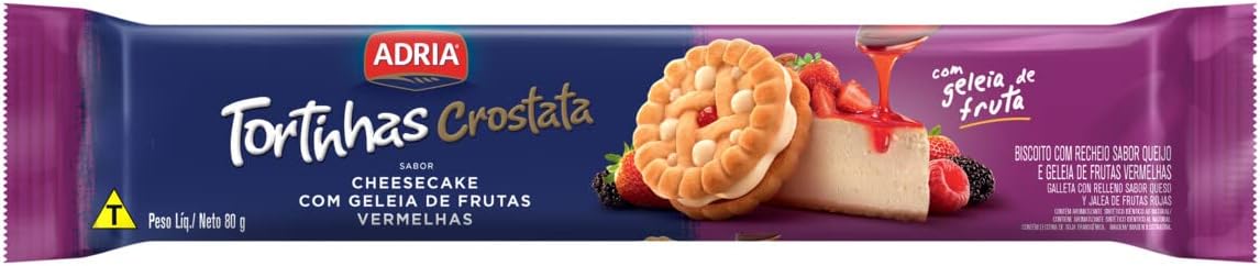 Adria Tortinhas Crostata: Biscoito Cheesecake com Frutas Vermelhas