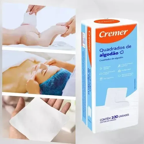 Algodão Quadrado Cremer Bebê Sem Perfume com 100 Unidades