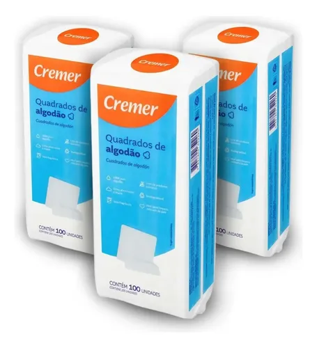 Algodão Quadrado Cremer Bebê Sem Perfume 300 Unidades