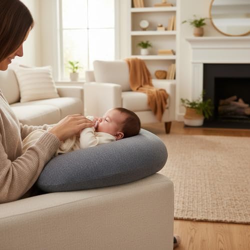 Almofada de Amamentação Ergonômica com Capa Removível Cinza Mescla