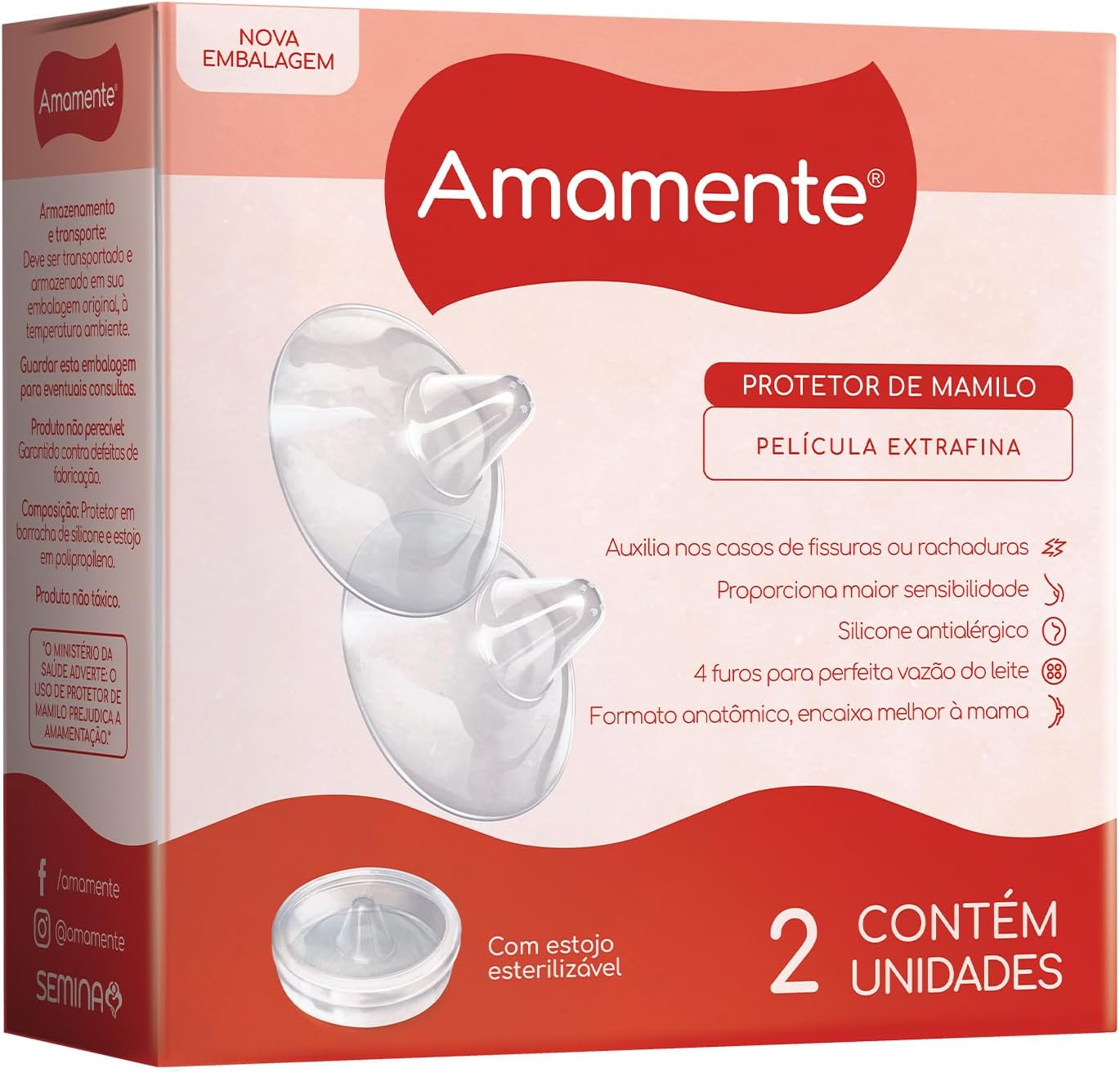 Amamente Protetor de Mamilos de Silicone com 2 Unidades
