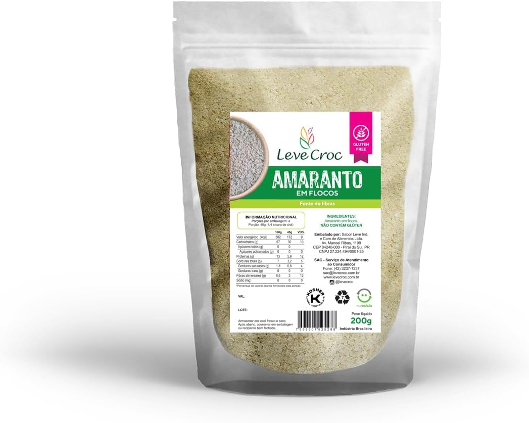 Amaranto em Flocos 200g Leve Croc: Nutrição Sem Glúten