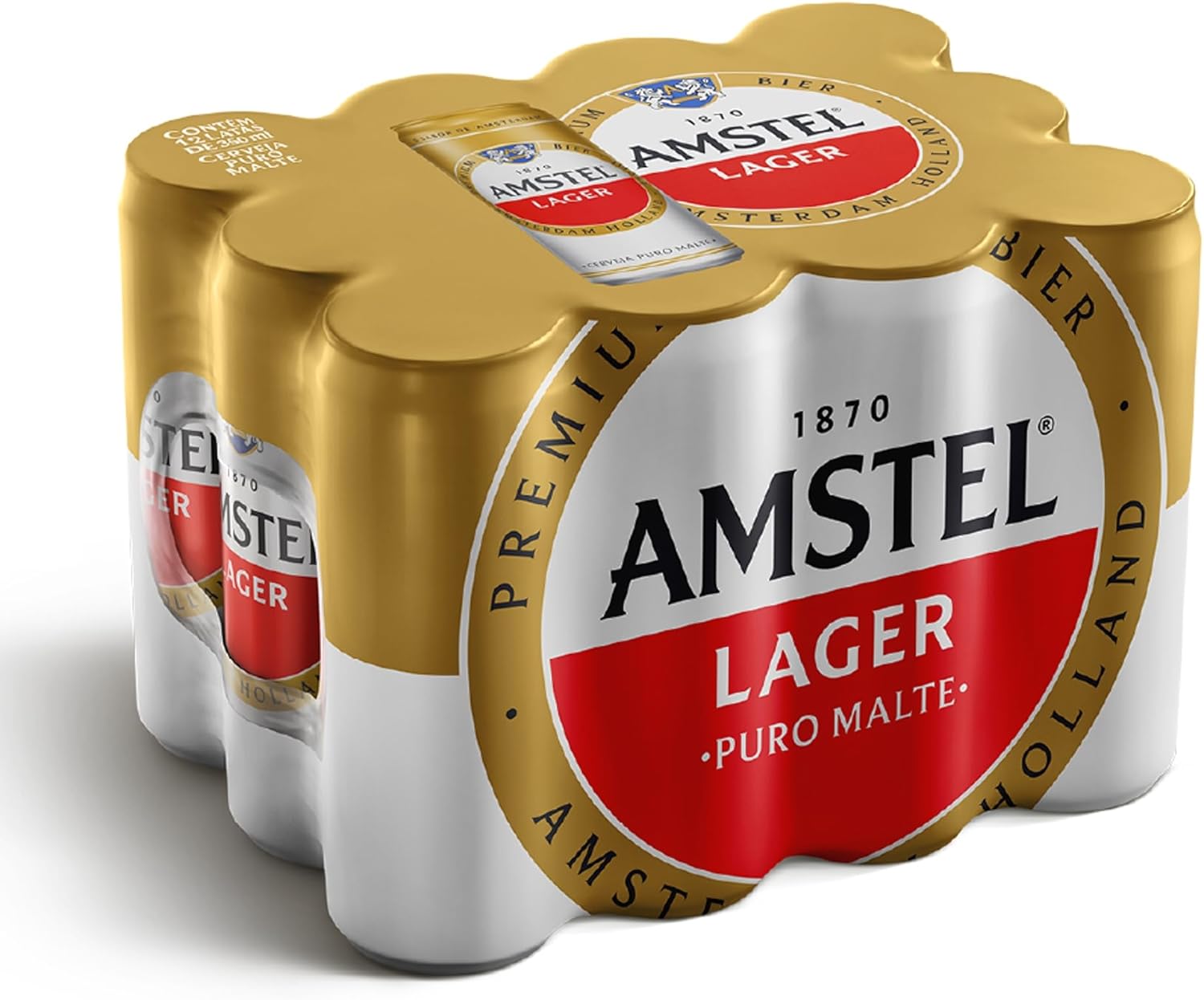 Cerveja Amstel Lager Puro Malte Lata 350ml - Pack com 12