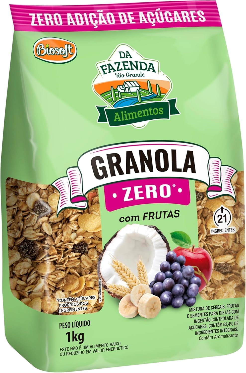 Análise: Granola Biosoft Frutas Zero 1kg