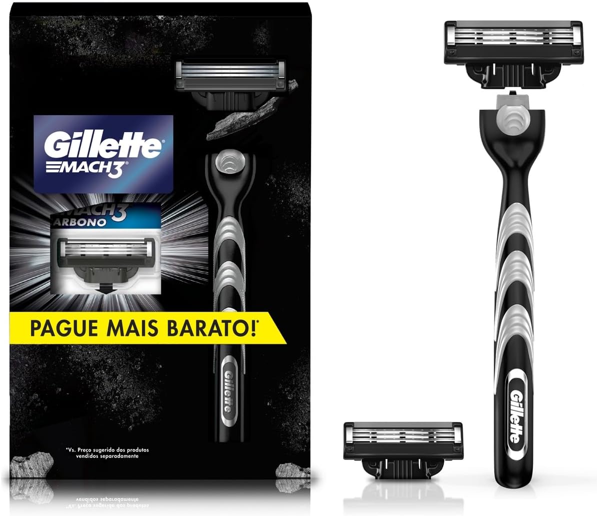 Kit Gillette Mach3 Carbono: 1 Cabo + 2 Refis com Preço Especial