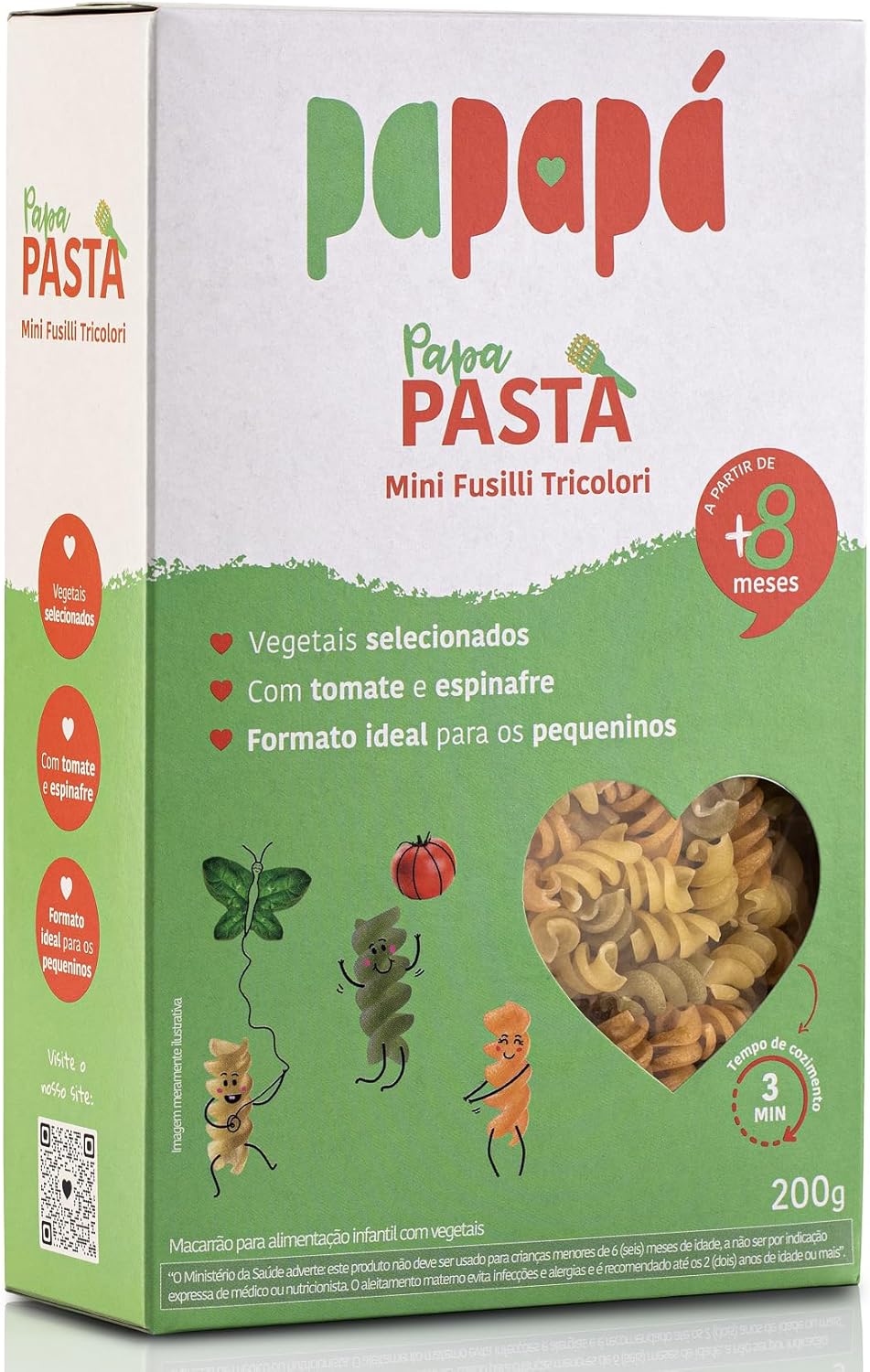 Papapá Papa Pasta: Mini Fuzilli Tricolori com Vegetais 200g