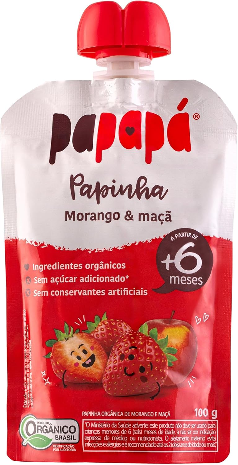 Papinha Orgânica Papapá: Morango e Maçã 100g
