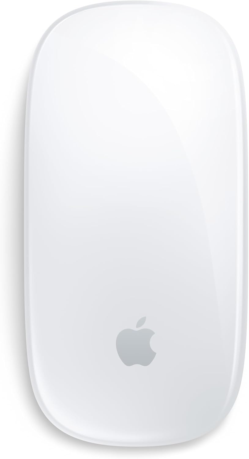 Apple Magic Mouse Multi-Touch Branco Mouse sem fio da Apple na cor branca com superfície Multi-Touch lisa sobre fundo branco