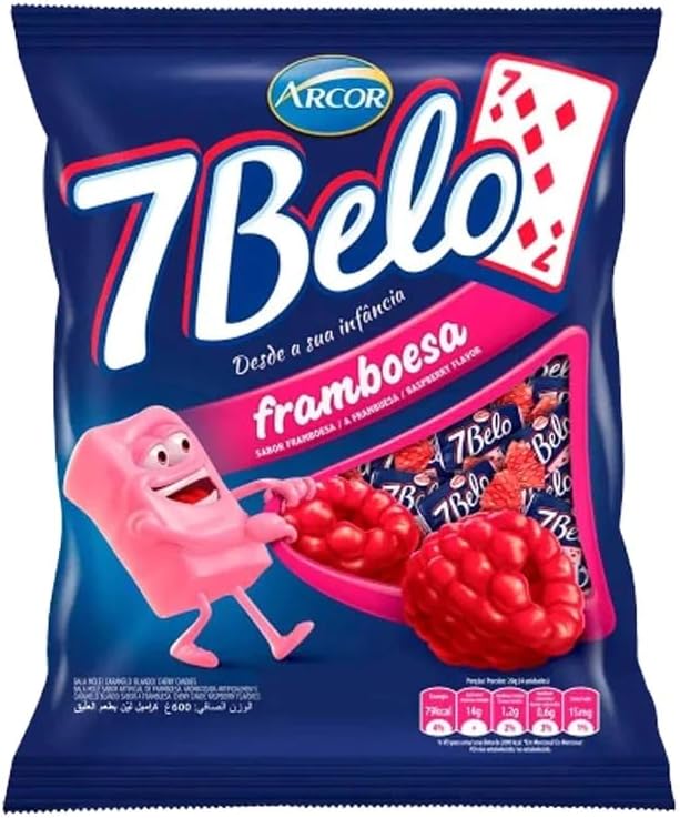 Bala 7Belo Mastigável Framboesa: A Clássica da Arcor em Pacote de 500g