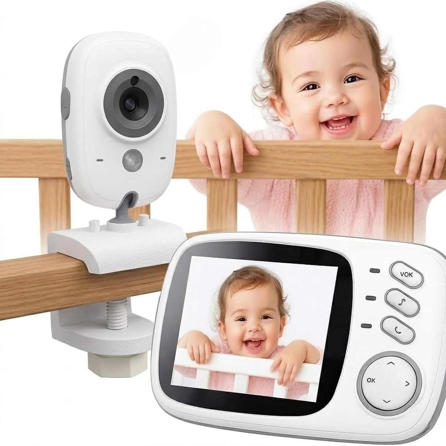 Babá Eletrônica com Tela de 3.2" e Visão Noturna Infravermelha