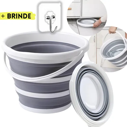 Balde Retrátil 10L Flexível Dobrável em Silicone Reforçado