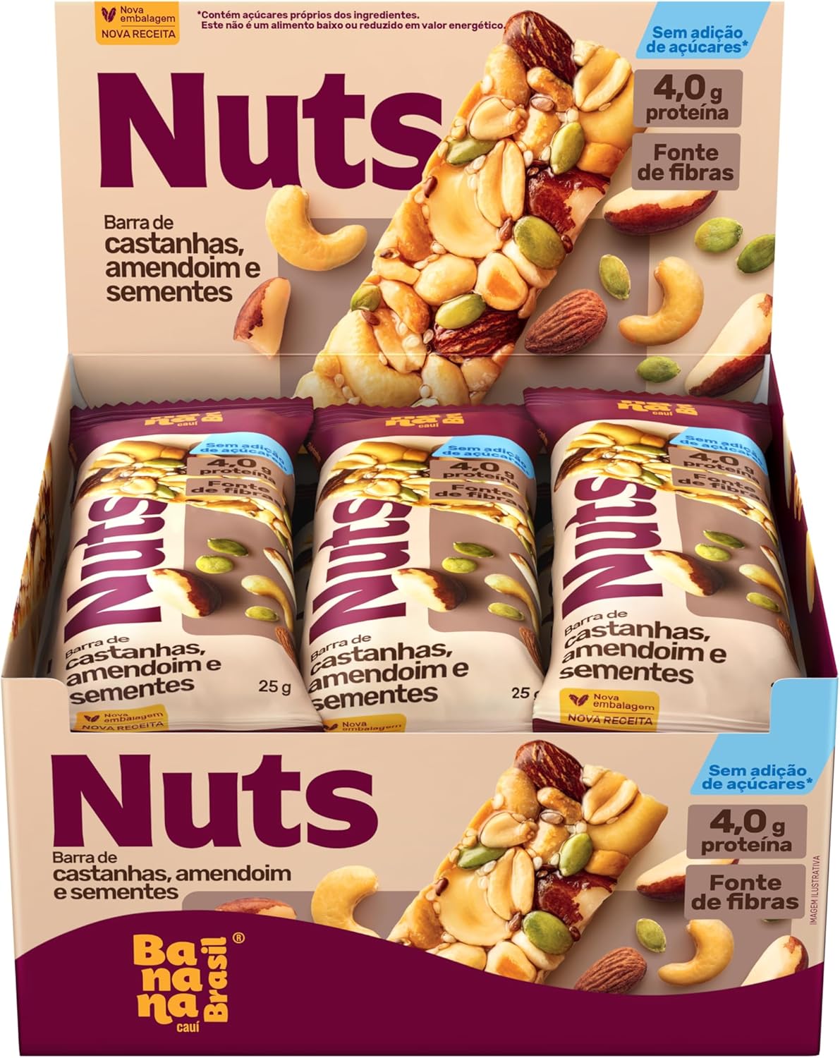 Banana Brasil: Barra de Castanhas Nuts e Sementes (12 unidades)