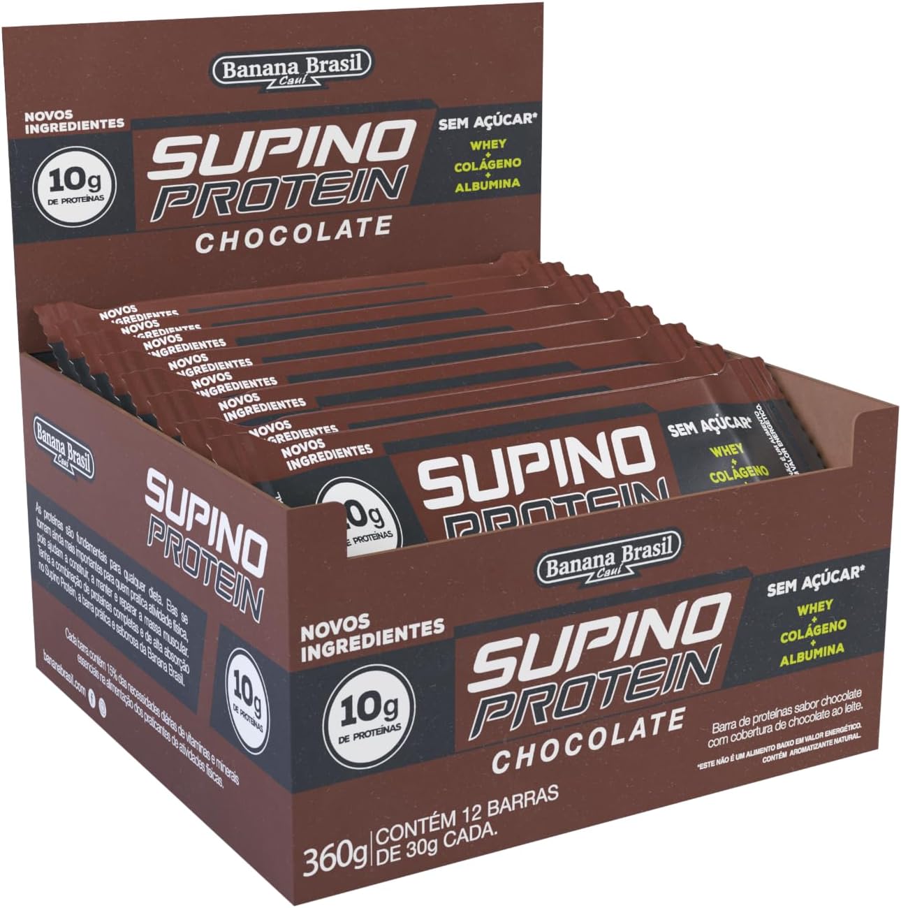 Banana Brasil Barra de Proteína Supino Protein Chocolate (12 Unid.)