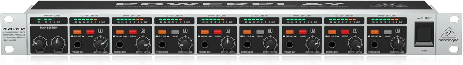 Behringer HA8000: Amplificador de Fones Profissional com 8 Canais