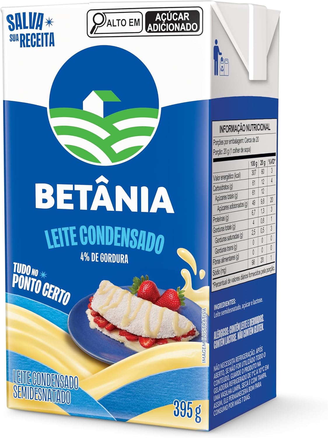 Leite Condensado Semidesnatado Betânia 395g