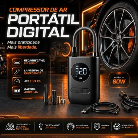 B&G Mini Compressor Portátil: Praticidade no Enchimento de Pneus