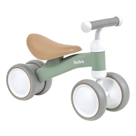 Bicicleta de Equilíbrio 4 Rodas Buba Retro Sem Pedal Verde