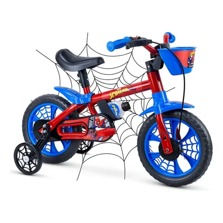 Bicicleta Infantil Aro 12 Homem Aranha Cinza-escuro para Meninos