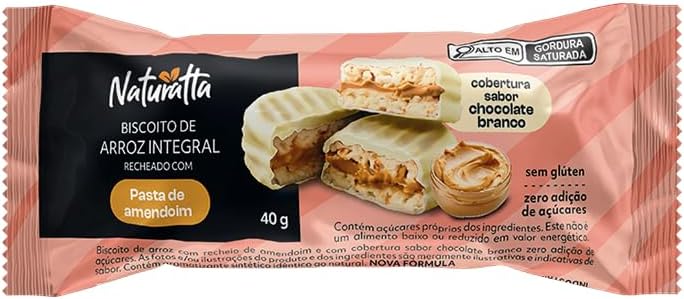 Biscoito de Arroz com Amendoim e Cobertura Branca Zero Açúcar Naturatta