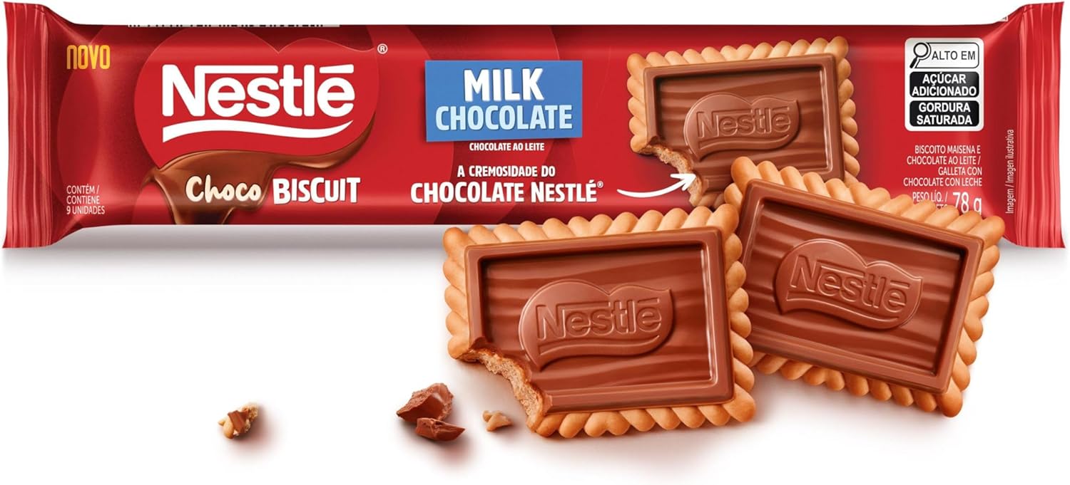Biscoito com Chocolate Nestlé Chocobiscuit Ao Leite 78g