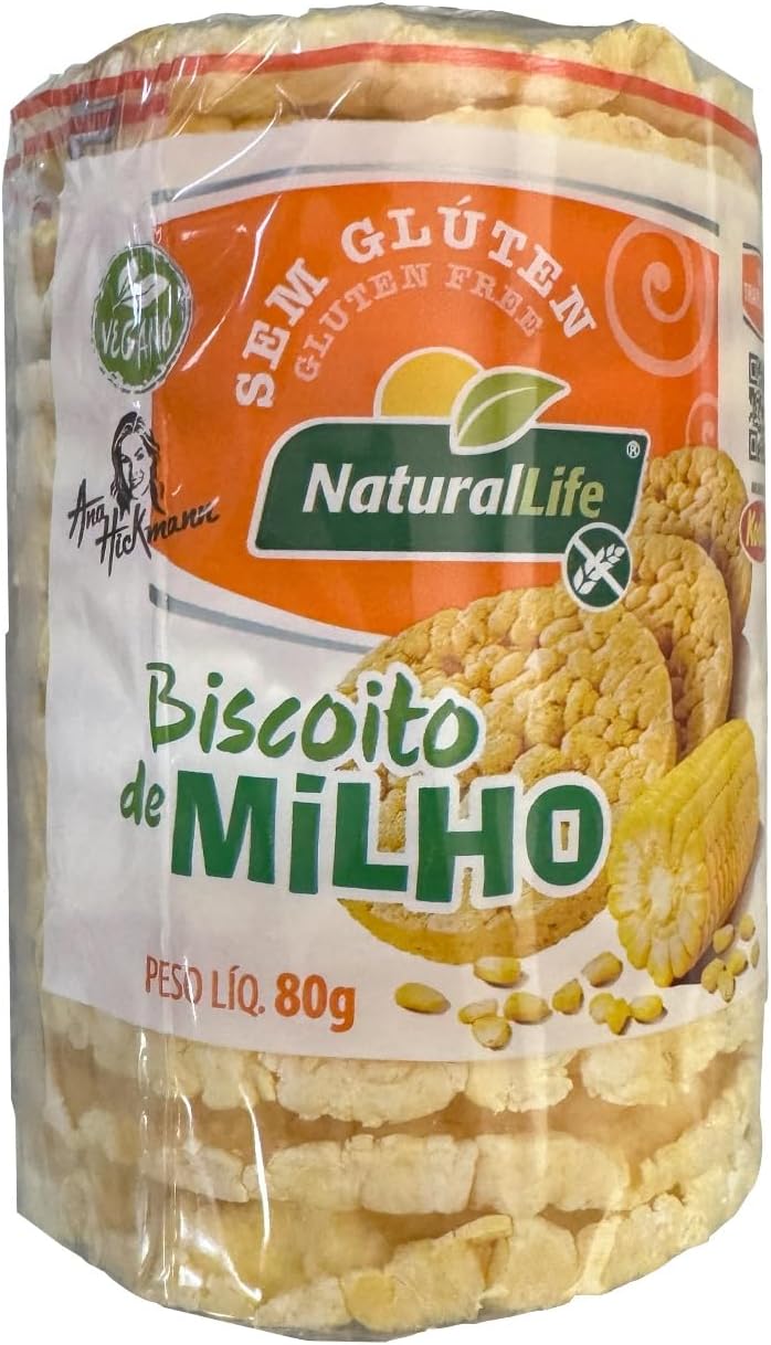 Biscoito de Milho Grande Kodilar Display 12 unidades Pacotes de biscoitos de milho circulares e crocantes empilhados em display para venda