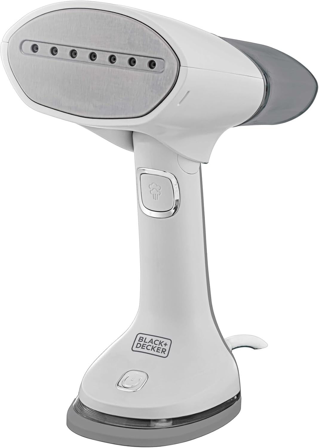 Vaporizador Portátil Black+Decker BDV3000 Bivolt Vaporizador e ferro de passar portátil Black+Decker modelo BDV3000 em posição vertical soltando vapor