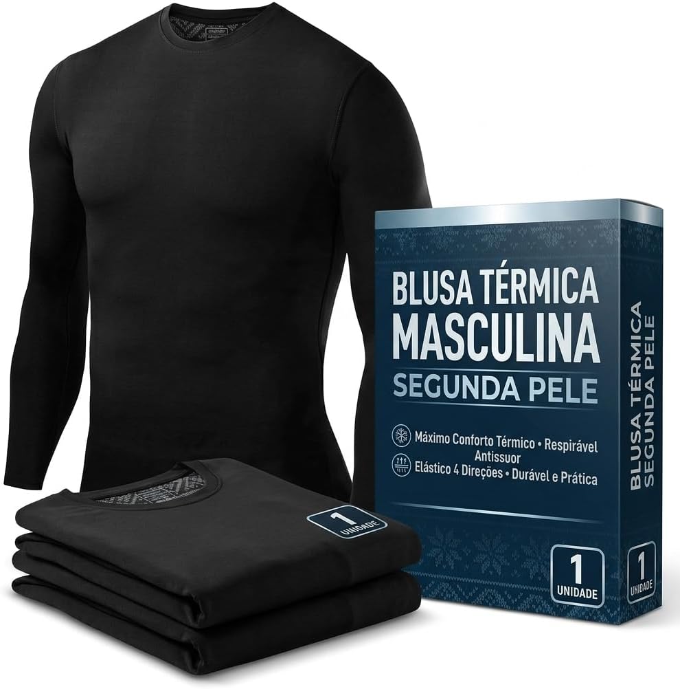Blusa Térmica Masculina Segunda Pele com Forro de Lã
