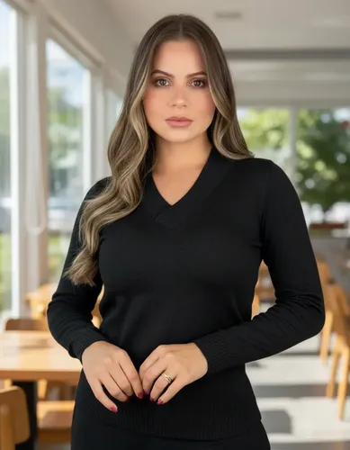 Blusa de Tricô Básica Feminina com Decote em V