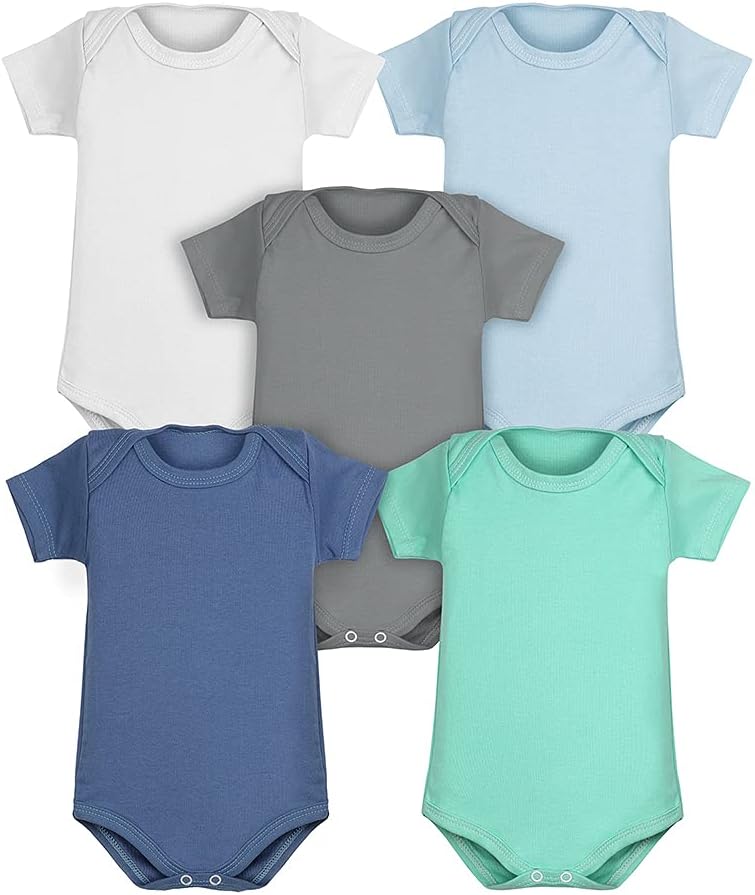 Kit Body Bebê 5 Peças Manga Curta Liso Masculino