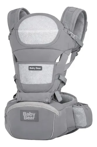 Canguru Ergonômico Baby Bear Premium Cinza Bolsa canguru ergonômico na cor cinza com 12 posições para carregar bebês confortavelmente