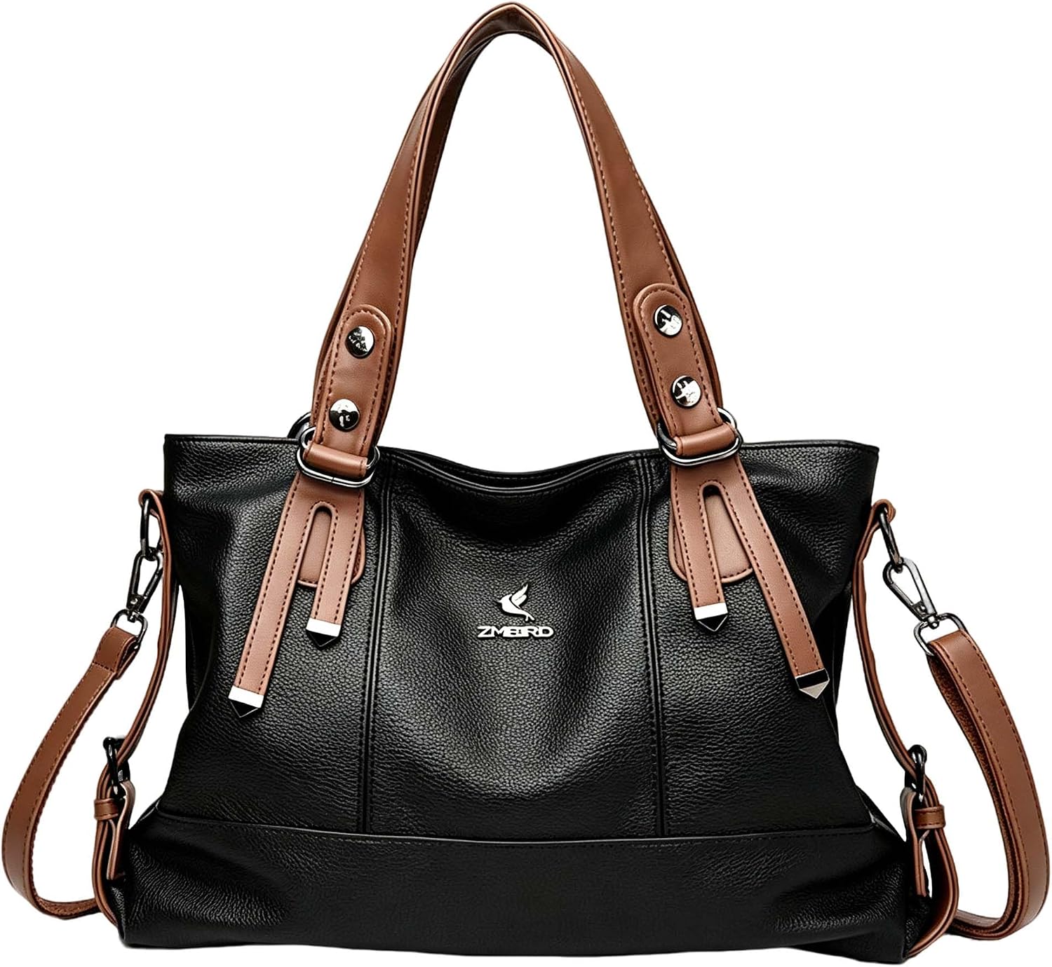 Bolsa de Couro de Ombro Feminina com Grande Capacidade