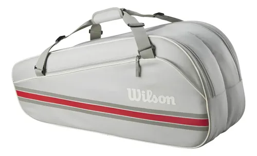 Bolsa de Raquete de Tênis Wilson Team 6 Unidades Cinza e Vermelha