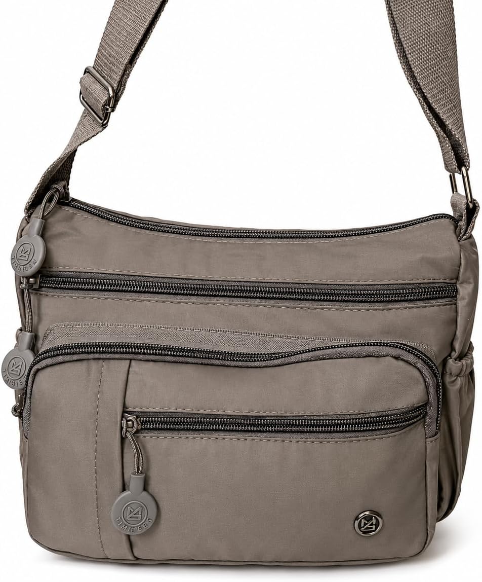 Bolsa Feminina Transversal de Nylon Impermeável com Multi Bolsos