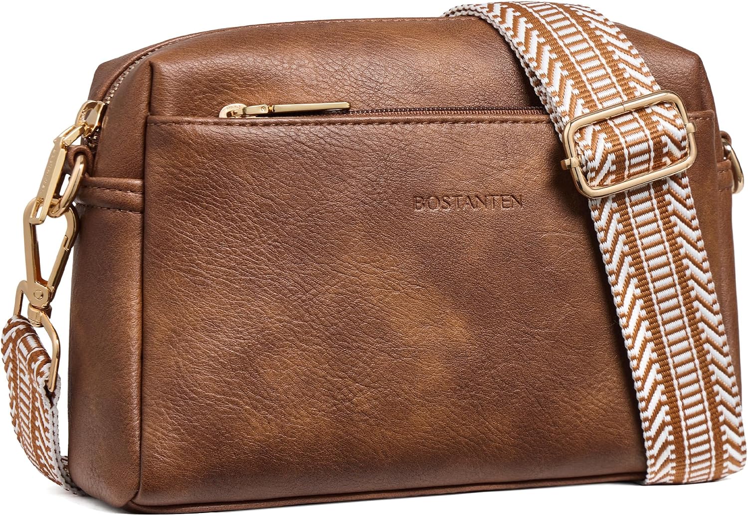 Bolsa Tiracolo Feminina BOSTANTEN com Zíper Triplo