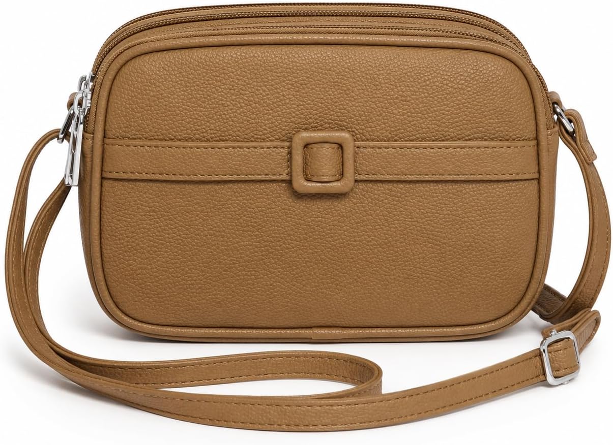 Bolsa Transversal Feminina Compacta com 2 Zíperes
