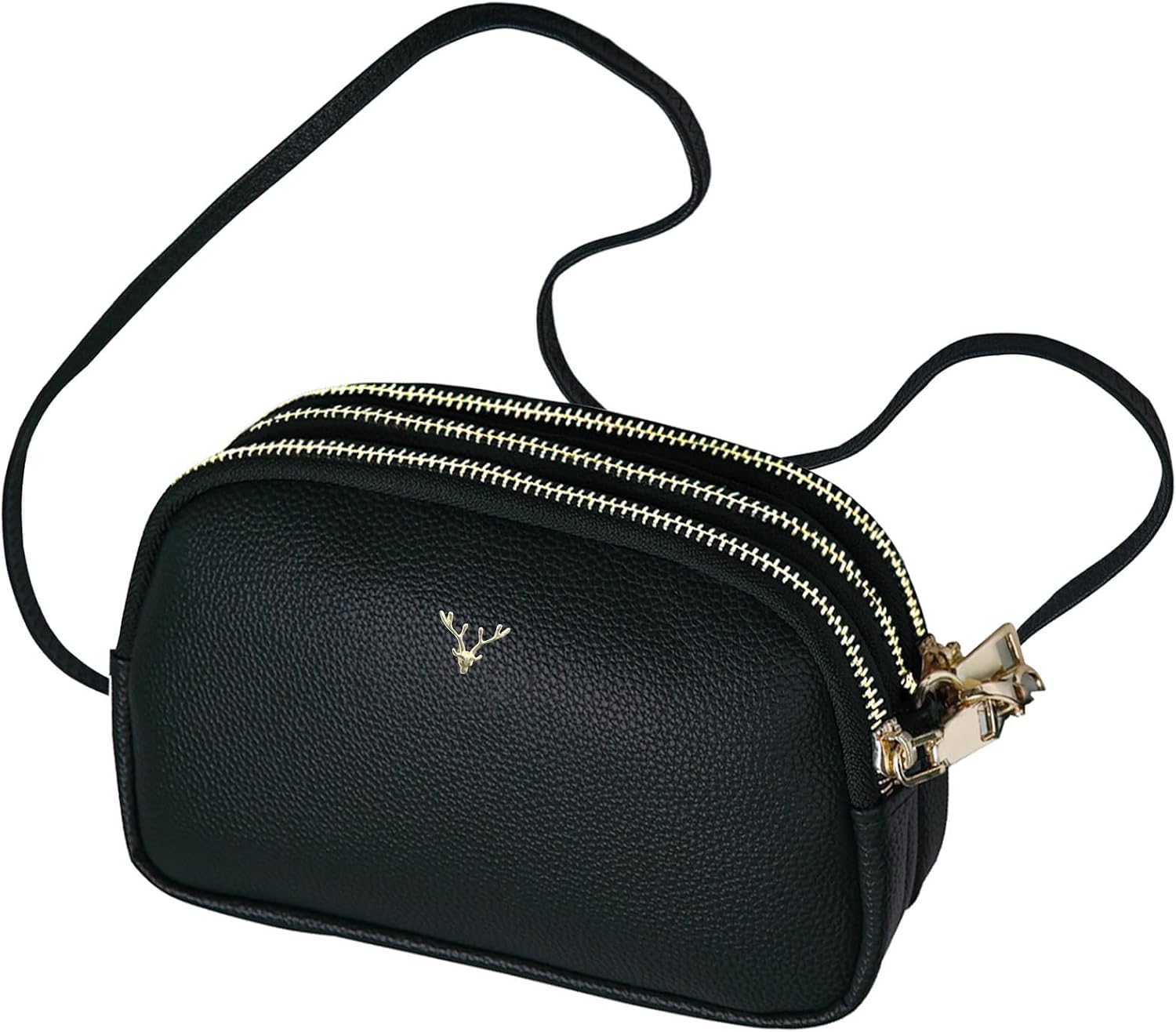 Bolsa Transversal Feminina em Couro Vegano com 3 Compartimentos