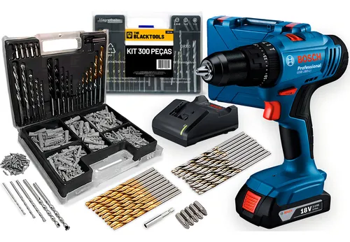Bosch GSB 183-LI: Parafusadeira e Furadeira de Impacto com Kit 300 Peças
