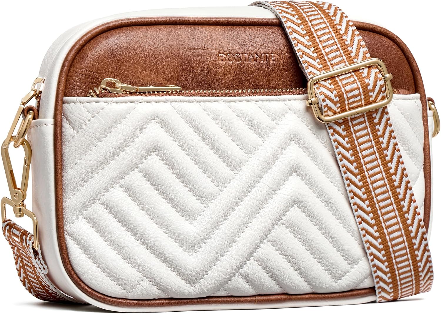 Bolsa Tiracolo Feminina Pequena de Couro com Zíper Triplo