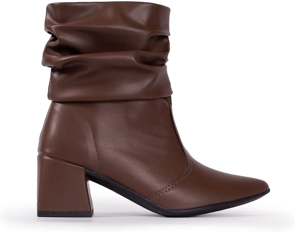 Bota Slouch Feminina 10502: Salto Quadrado e Bico Fino