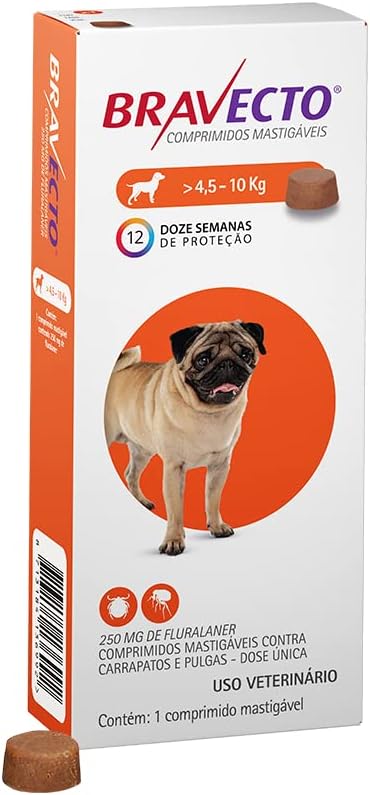 Bravecto 250mg para Cães de 4,5 a 10kg: Proteção por até 12 Semanas